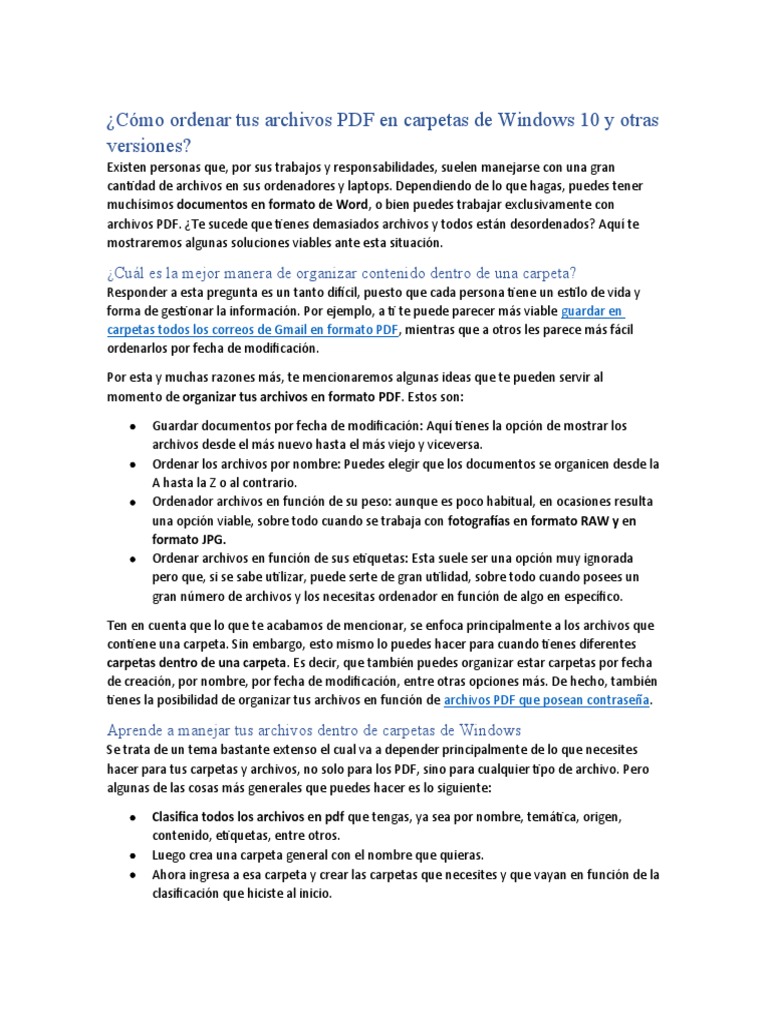 Ordena tus archivos PDF en Windows 10 | PDF | Archivo de computadora ...