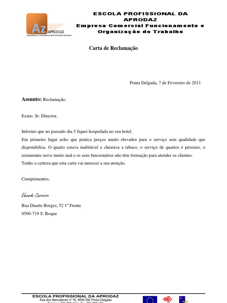 Cartas de Reclamação  PDF  Lazer  Business