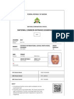 National Common Entrance Examinations: Federal Republic of Nigeria