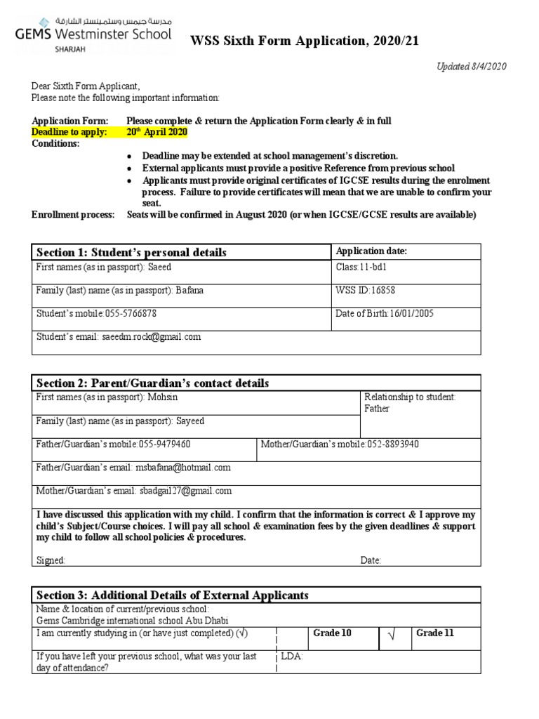 Sixth Form Application Guide | PDF | Gce Advanced Level (United Kingdom ...