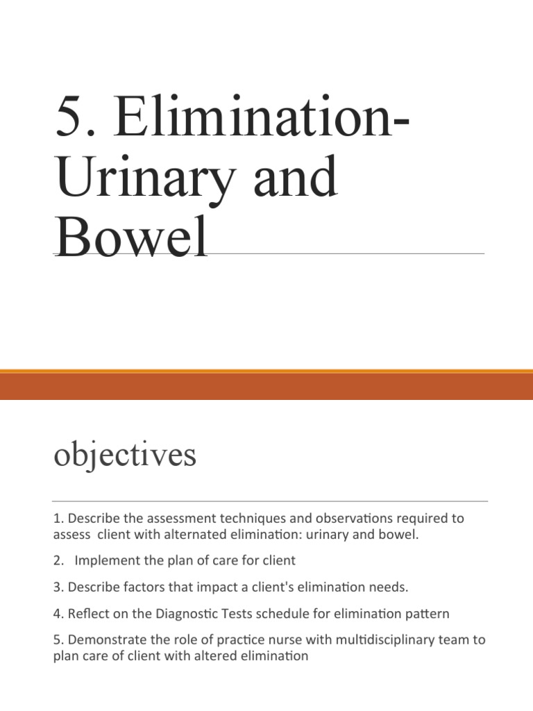 Urinary and Bowel Elimination Assessment Guide | PDF | Urinary ...