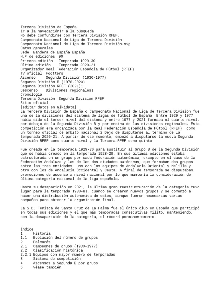 Tercera Division de Spain PDF Asociación de Futbol Ligas deportivas