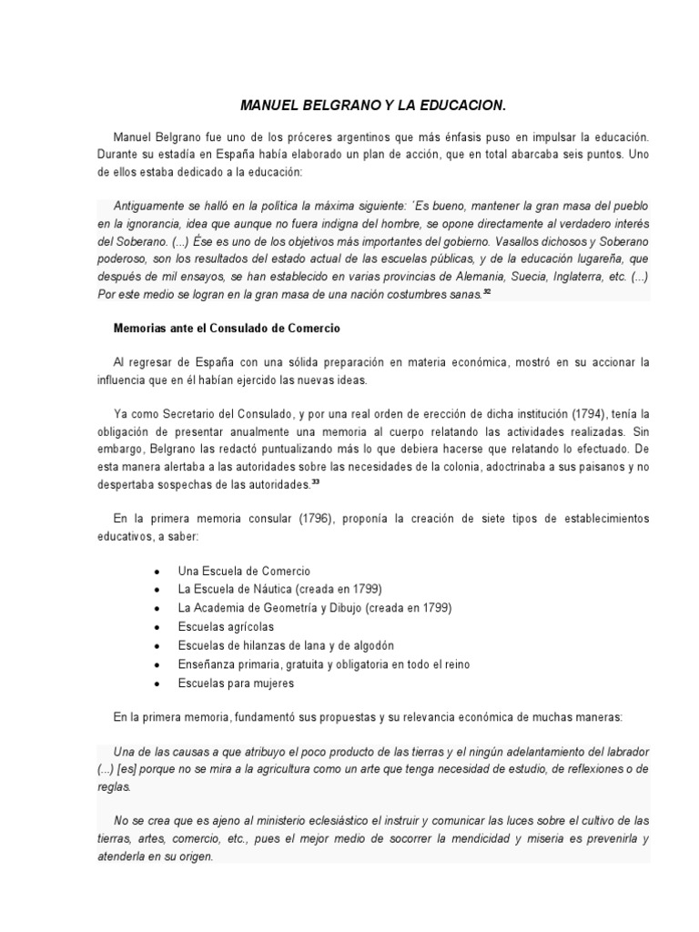 Manuel Belgrano y su visión pionera sobre la importancia de la ...