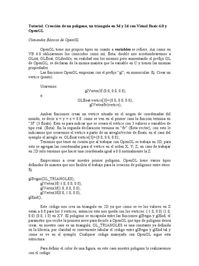 Tutorial OpenGL | PDF | Color | Triángulo