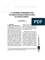 La Contrariedad Complementaria Entre Las Culturas de Europa, de África y de Asia, en La Base de América