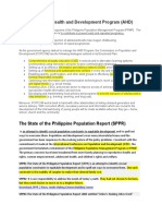 The Adolescent Health and Development Program (AHD) : The State of The Philippine Population Report (SPPR)
