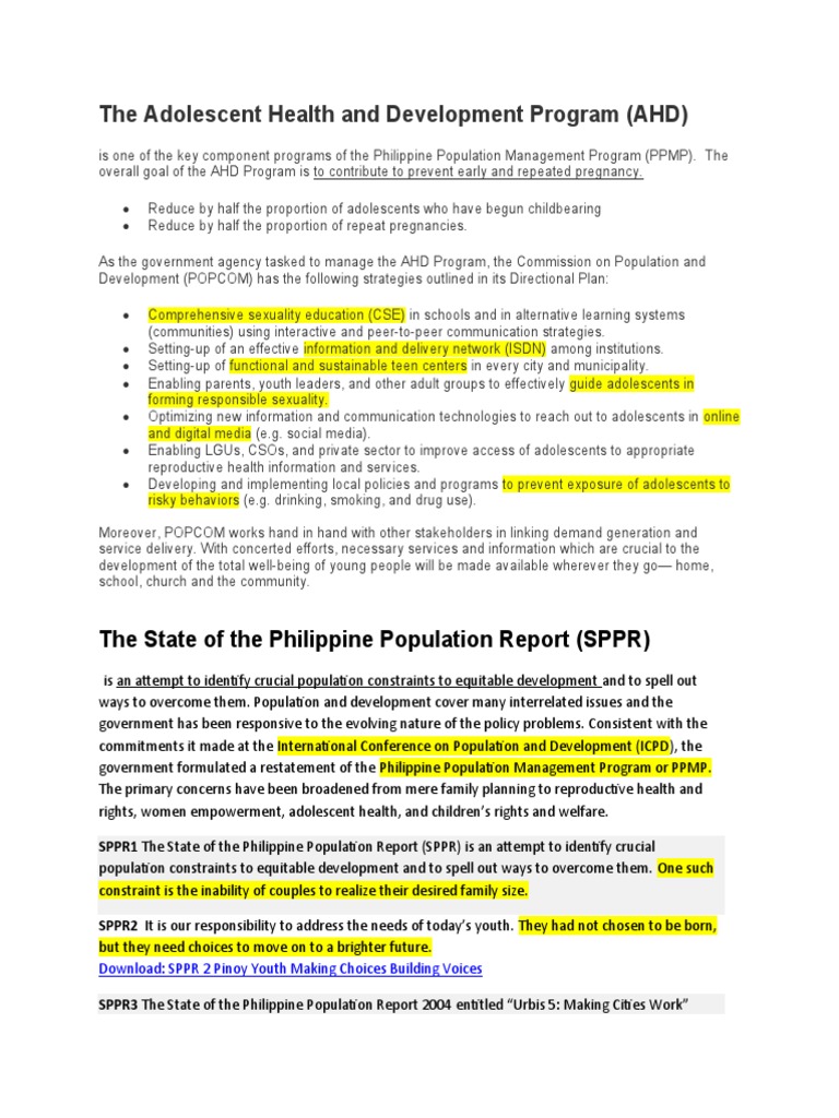 The Adolescent Health and Development Program (AHD) : The State of The ...