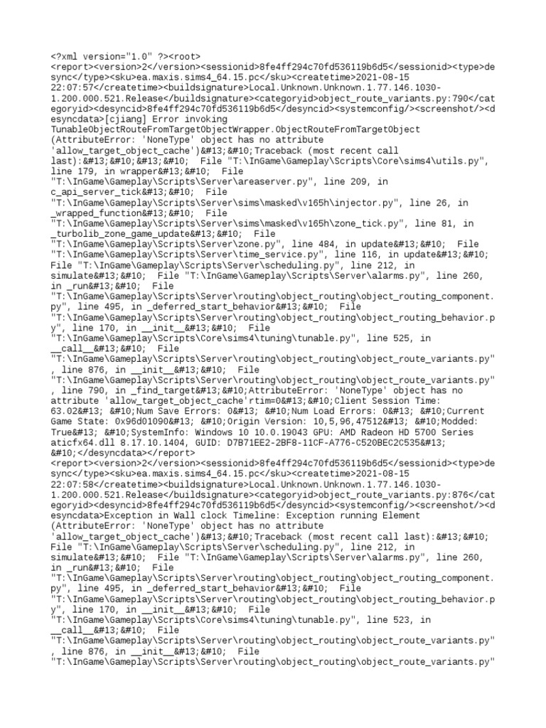 Last Exception Report for Sims 4 | PDF | Software | Computing