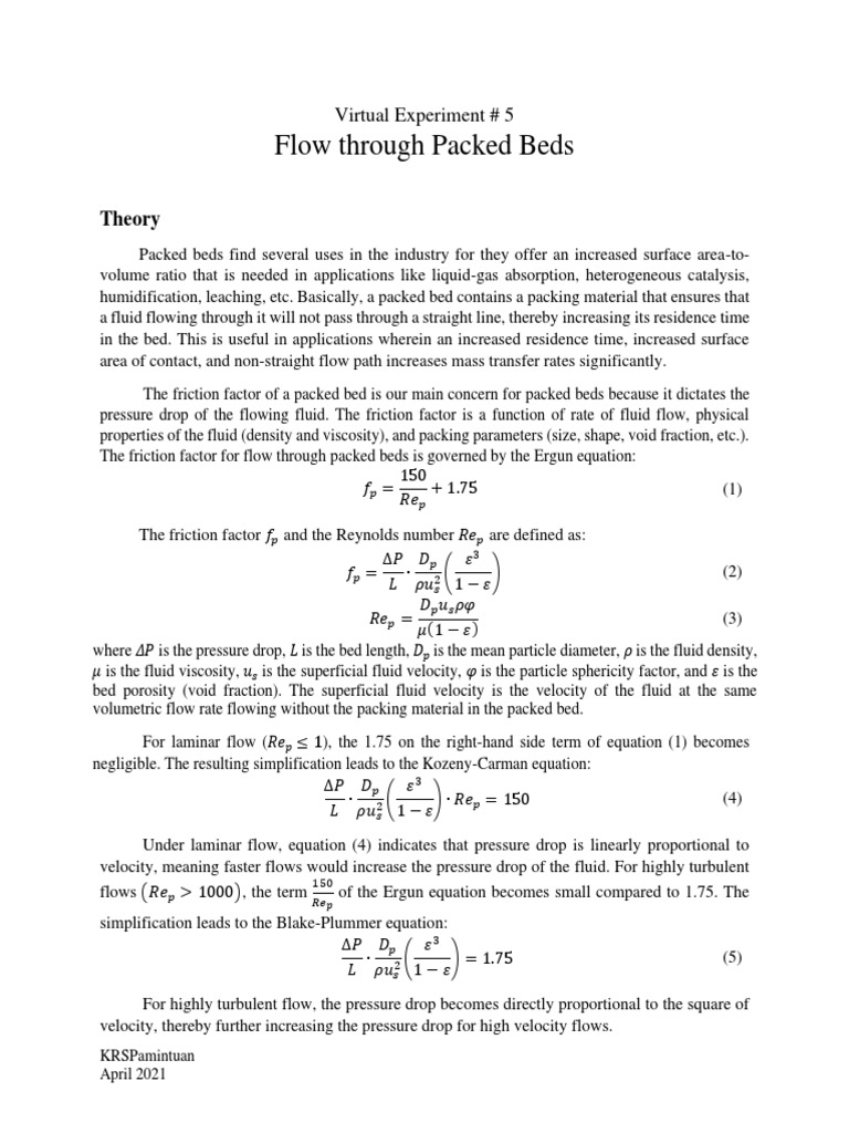 Flow Dynamics in Packed Beds | PDF | Fluid Dynamics | Reynolds Number