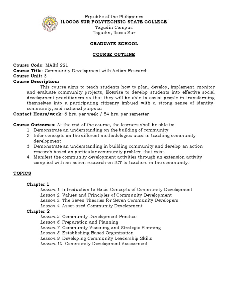 Community Development Course Outline | PDF | Community | Educational ...