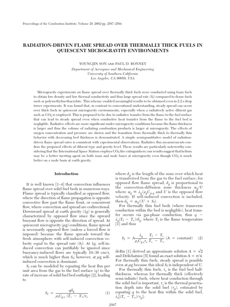 Radiation-Driven Flame Spread in Microgravity | PDF | Heat Transfer ...
