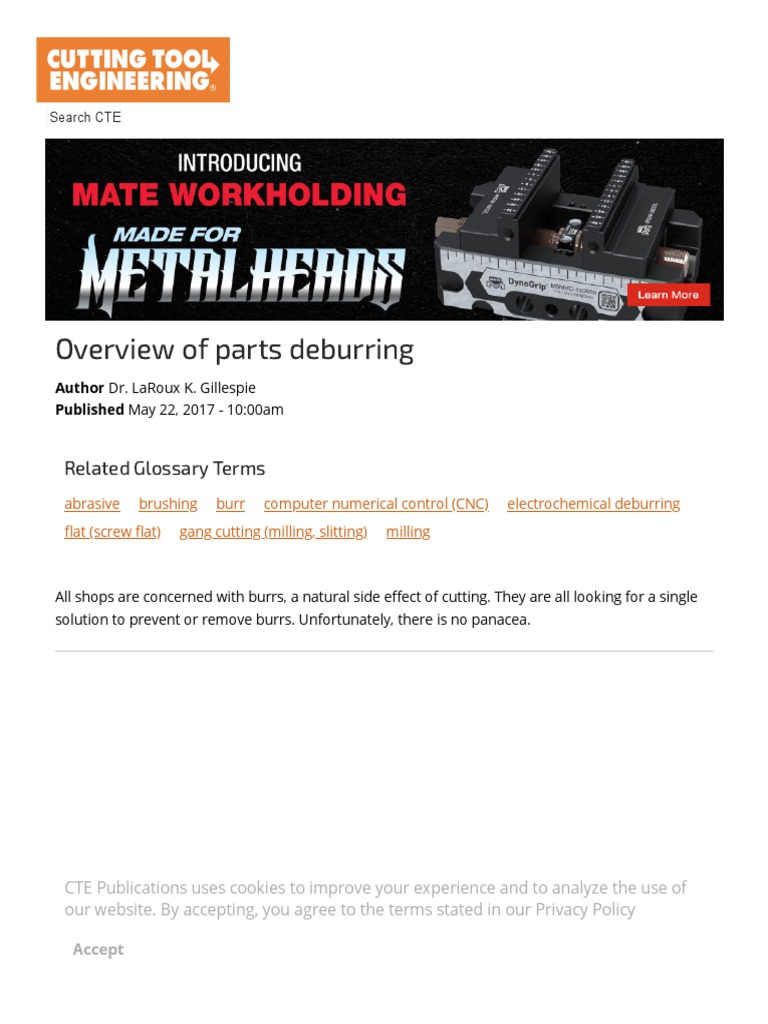 Overview of Parts Deburring Cutting Tool Engineering PDF Business