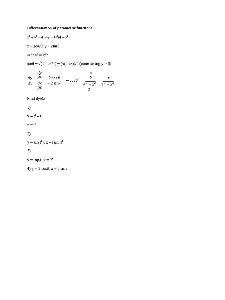Differentiating Parametric Functions | PDF
