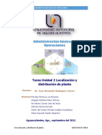 EJERCICIOS de TAREA U2 - Localización y Distribución de Planta.