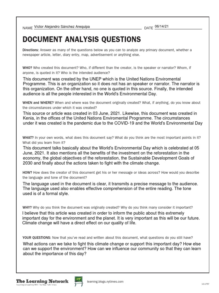 Document Analysis of World Environment Day | PDF | United Nations ...