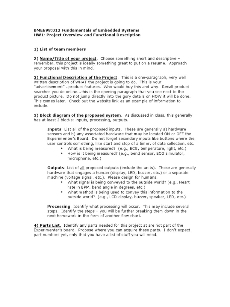 Embedded Systems Project Overview | PDF