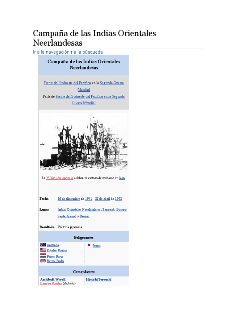 La rápida conquista japonesa de las Indias Orientales Neerlandesas