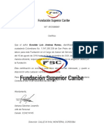 Certificado de trabajo para Esnaider Luis Jiménez Ramos