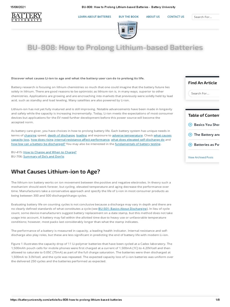 BU808 How To Prolong LithiumBased Batteries Battery University