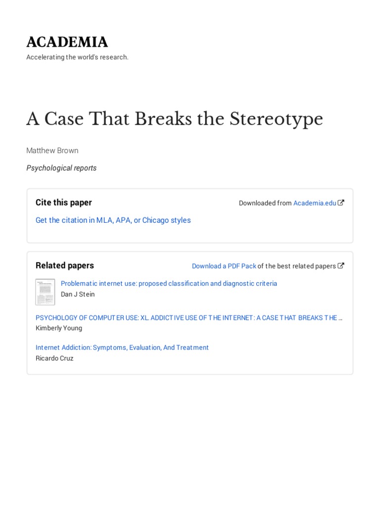 A Case That Breaks The Stereotype: Cite This Paper | PDF | Substance ...