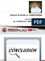 Research Conclusions by Mr. Nomerto M. Revilla Jr.