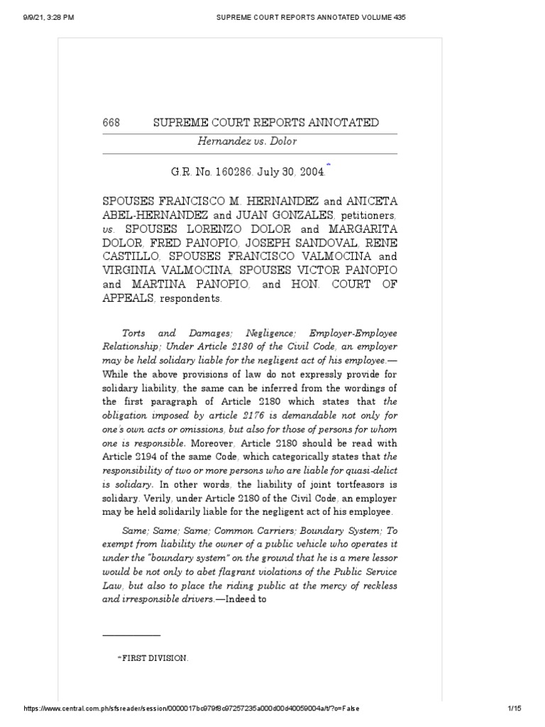 18 Sps Hernandez V Sps Dolor PDF Damages Legal Liability