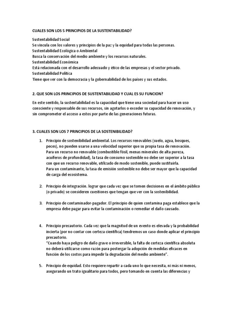 5 Principios de la Sustentabilidad | PDF | Sustentabilidad | Entorno ...