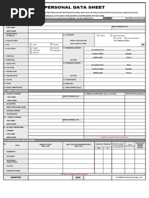 CS Form No 212 - Personal Data Sheet (editable)