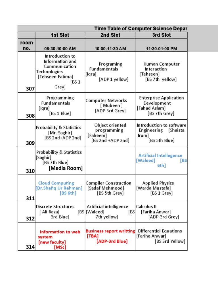 Timetable For Fall-2021 Vol.3 | PDF | Computer Programming | Computer