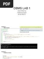 Dbms Lab 1: Submitted by Ridhima Kohli B19CSE071