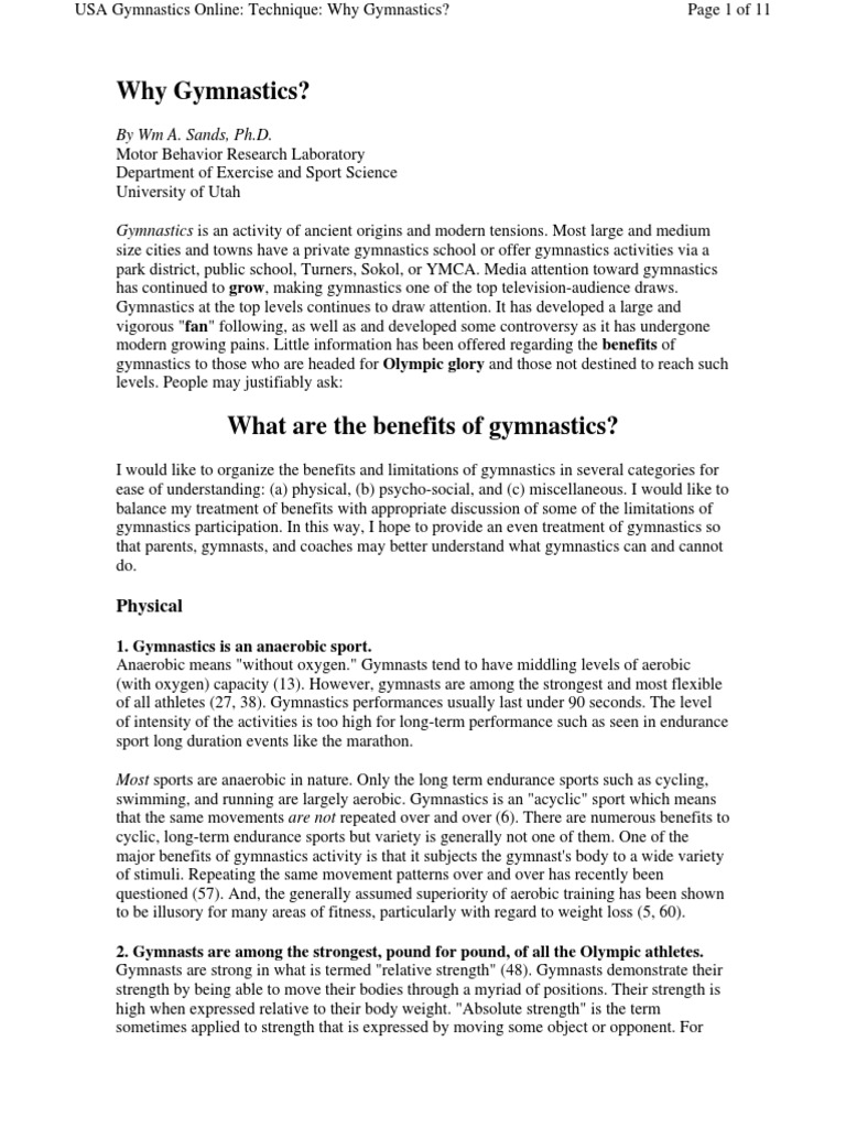 Why Gymnastics? by WM A. Sands, PH.D PDF Gymnastics Eating Disorder