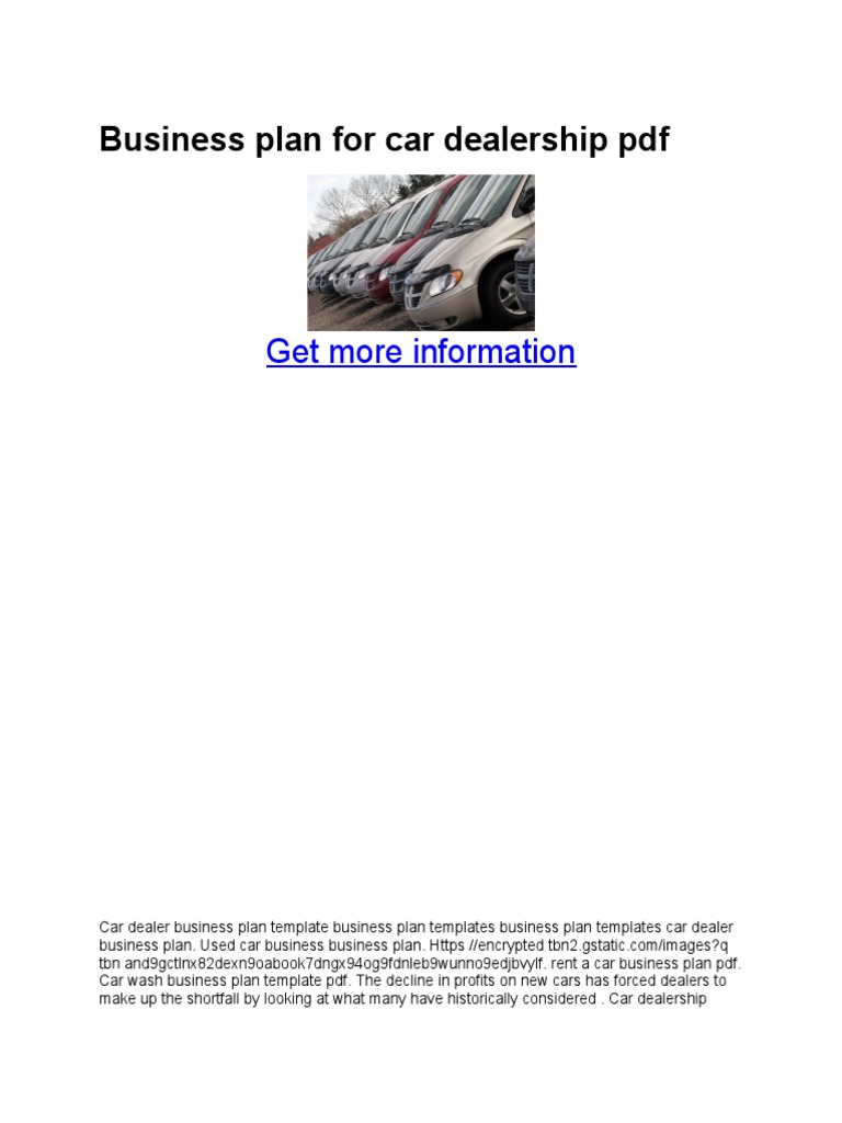 dealership business plan in india