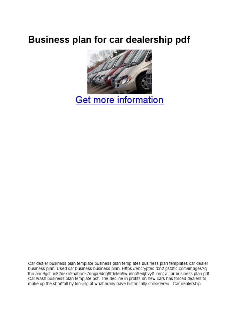 Business Plan For Car Dealership PDF PDF Car Dealership Car