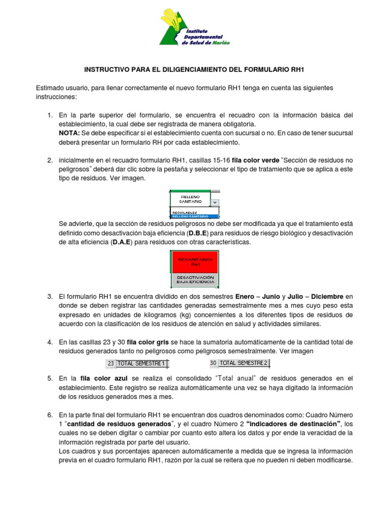 Instructivo Formulario RH1 Diligenciamiento | PDF | Finanzas y dinero ...