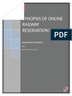 Synopsis of Online Railway Reservation System: - Anshuman Sharma