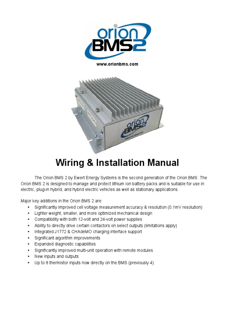 Orionbms2 Wiring Manual | PDF | Battery Charger | Electrical Connector