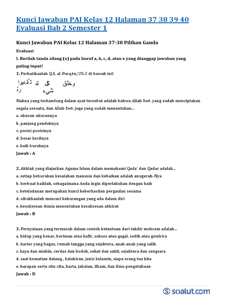 40 Soal TKA PAI Kelas 12 dengan Kunci Jawaban untuk Persiapan Ujian Nilai Tinggi