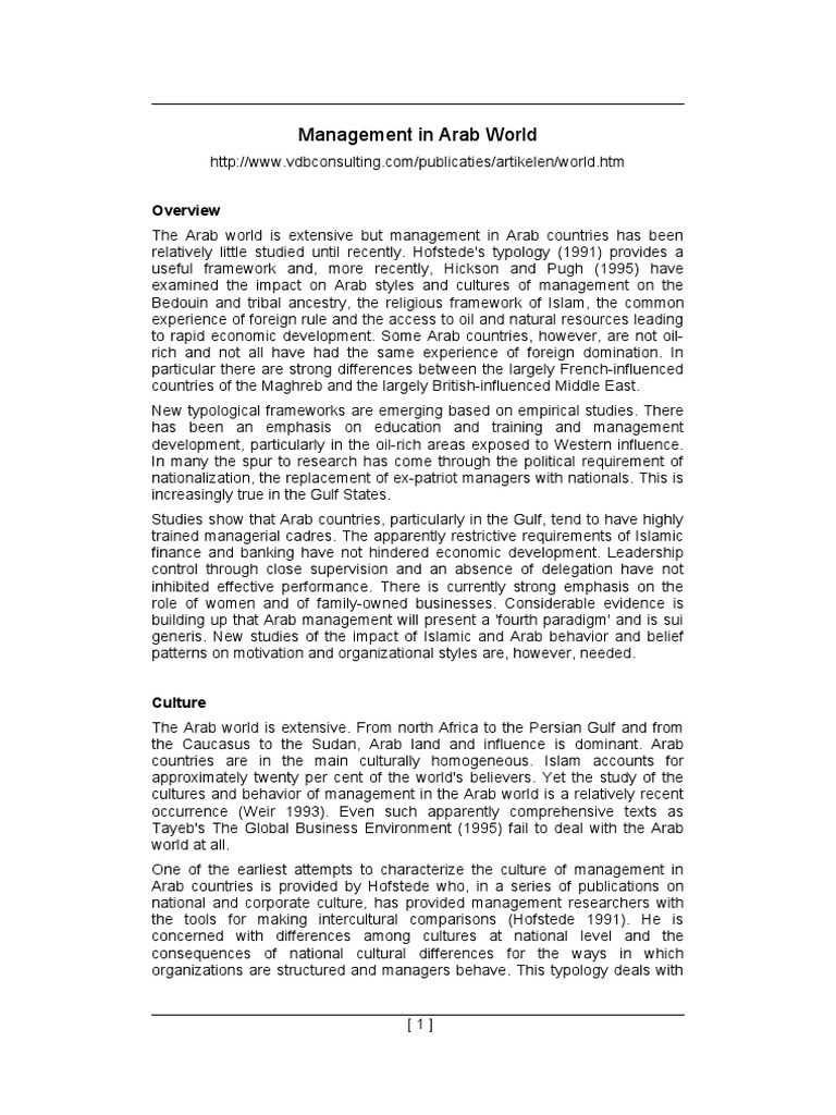 Management Styles in the Arab World | PDF | Leadership | Arabs