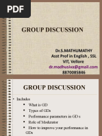 Group Discussion: Dr.S.Mathumathy Asst Prof in English, SSL VIT, Vellore 8870085846