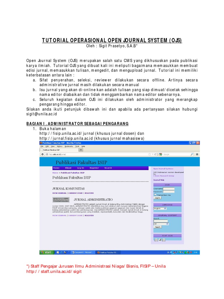 Tutorial Lengkap Penggunaan OJS | PDF | Bisnis