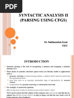 Syntactic Analysis Ii (Parsing Using CFGS) : Dr. Sukhnandan Kaur Tiet