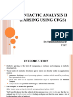 Syntactic Analysis Ii (Parsing Using CFGS) : Dr. Sukhnandan Kaur Tiet