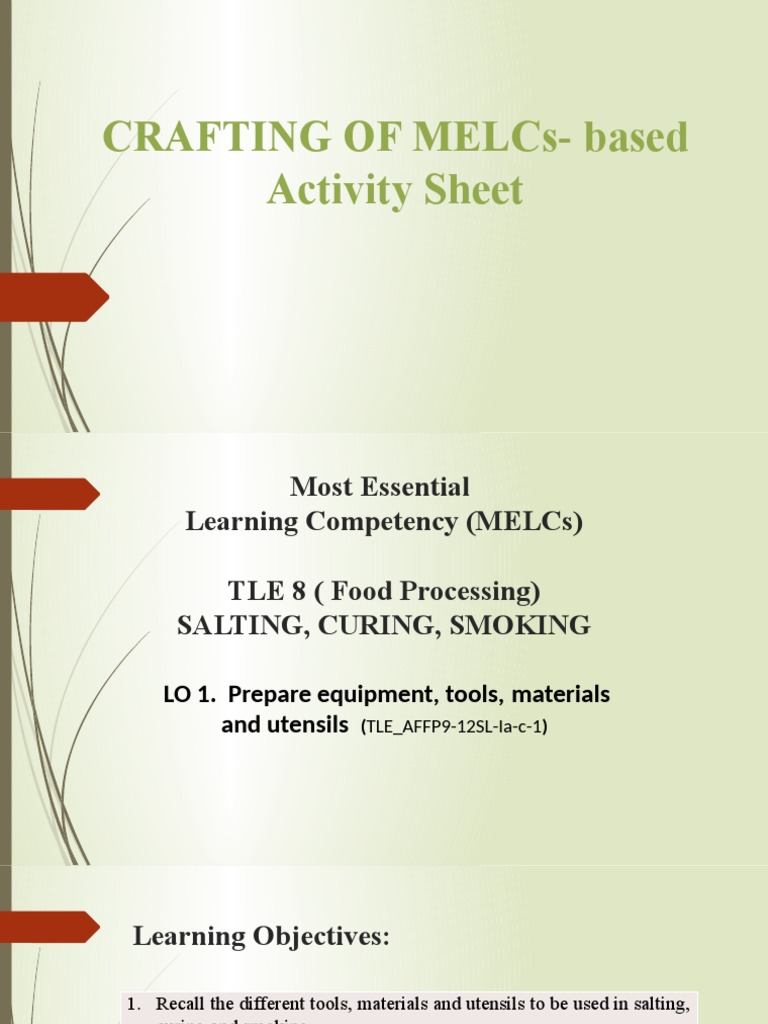 Crafting Of Melcs Tle Abellana Pdf Tools Foods