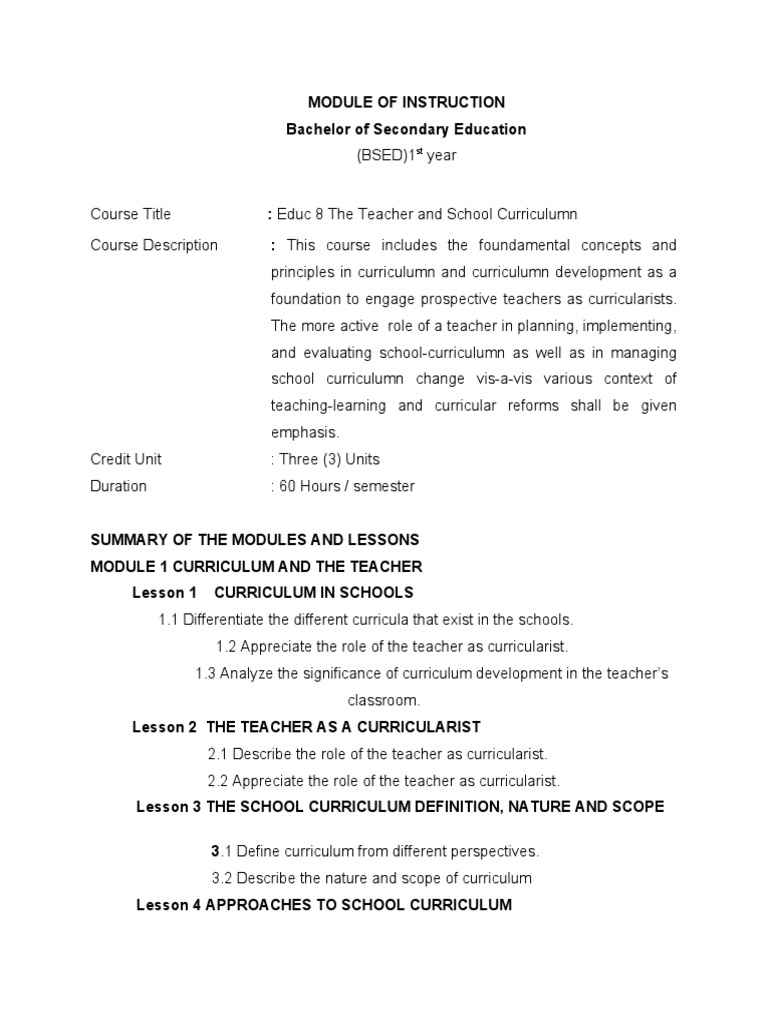 Educ 8: Teacher and Curriculum Insights | PDF | Curriculum | Learning