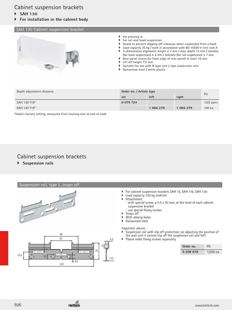 Hanging Bracket For Wall Unit Hettich Download Free PDF Tools