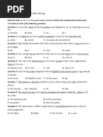 Mark The Letter A, B, C, or D On Your Answer Sheet To Indicate The Underlined Part That Needs Correction in Each of The Following Questions