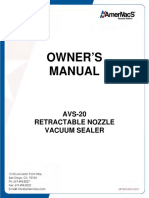 Owner'S Manual: AVS-20 Retractable Nozzle Vacuum Sealer