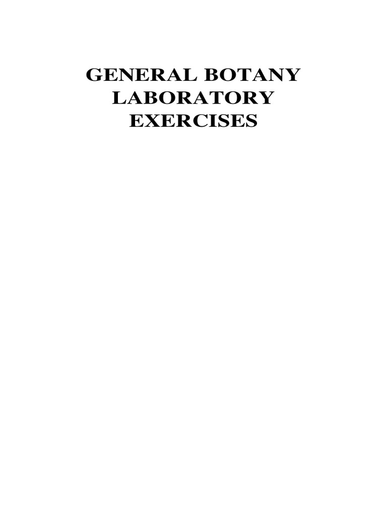 General Botany Laboratory Exercises 13 (First Set) PDF Tissue