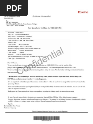 MR. K K AGGARWAL QUERY LETTER