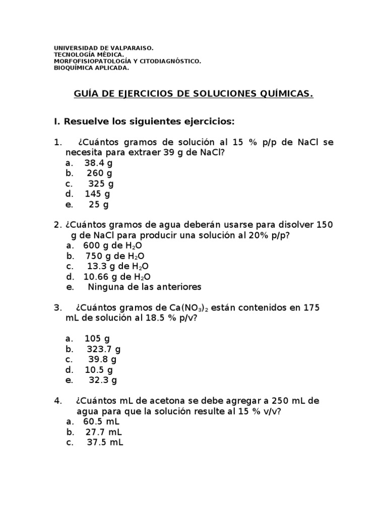 Guia De Soluciones Quimicas Concentracion Quimica Analitica